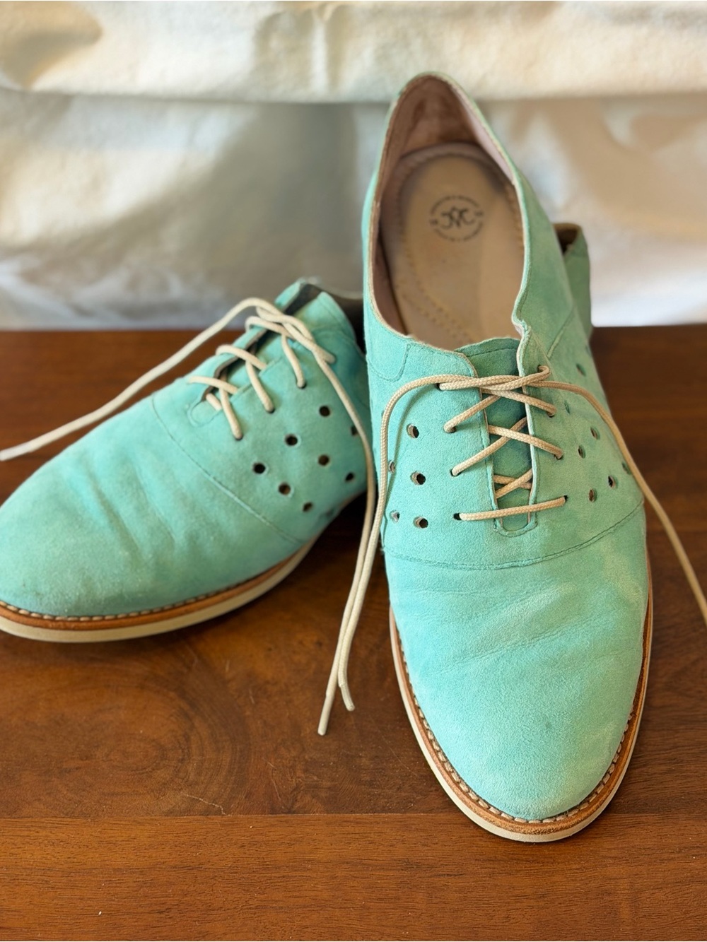 Women aqua Lace-Up Dress Shoes
